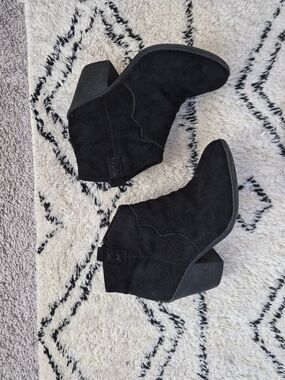 Time and Tru Black Suede Ankle Booties